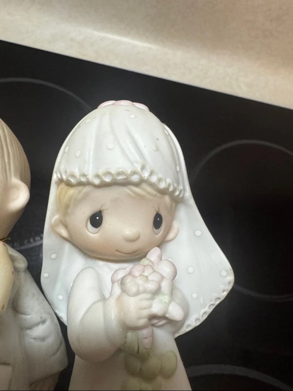 Precious Moments Bridal Couple Figurine in White and Pink